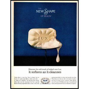1963 Lux Beauty Soap Bar Vintage Print Ad Shape of Beauty Wall Art Photo